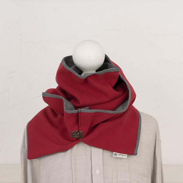 cuello grande abrigo fino rojo gris hecho en valencia españa